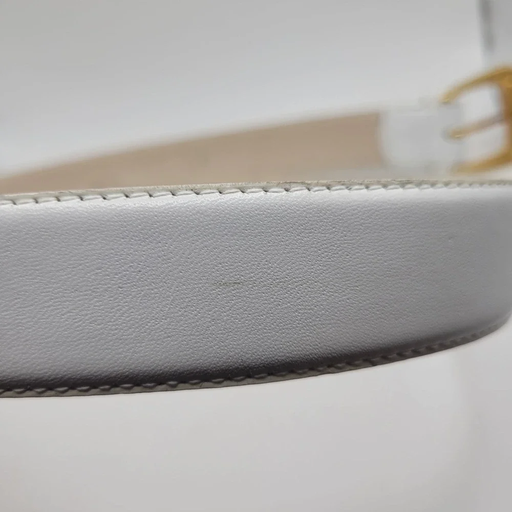 Vintage Liz Claiborne Belt Med White Leather 90s Preppy Quiet Luxury Minimalist